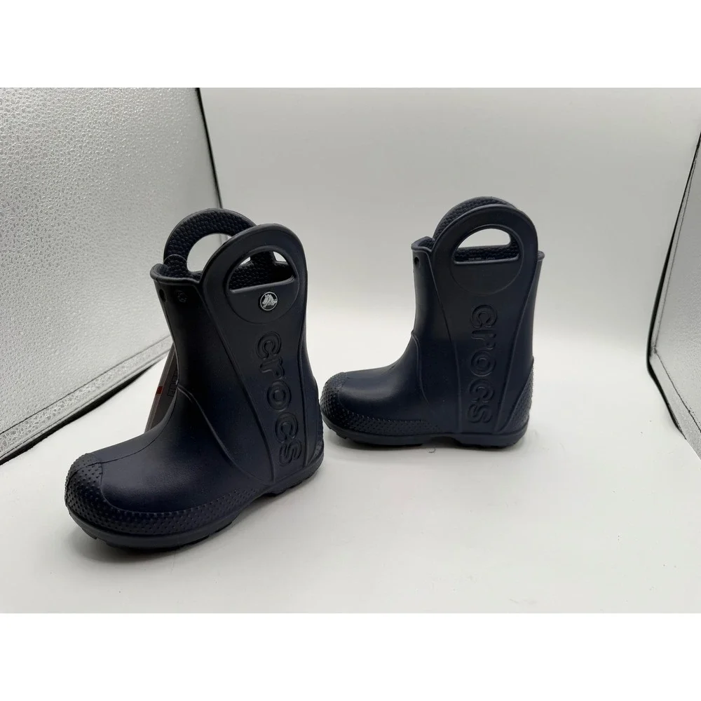 Crocs Kids Handle It Rain‎ Boot Navy Blue Waterproof Pull On 12803-410 Size C7